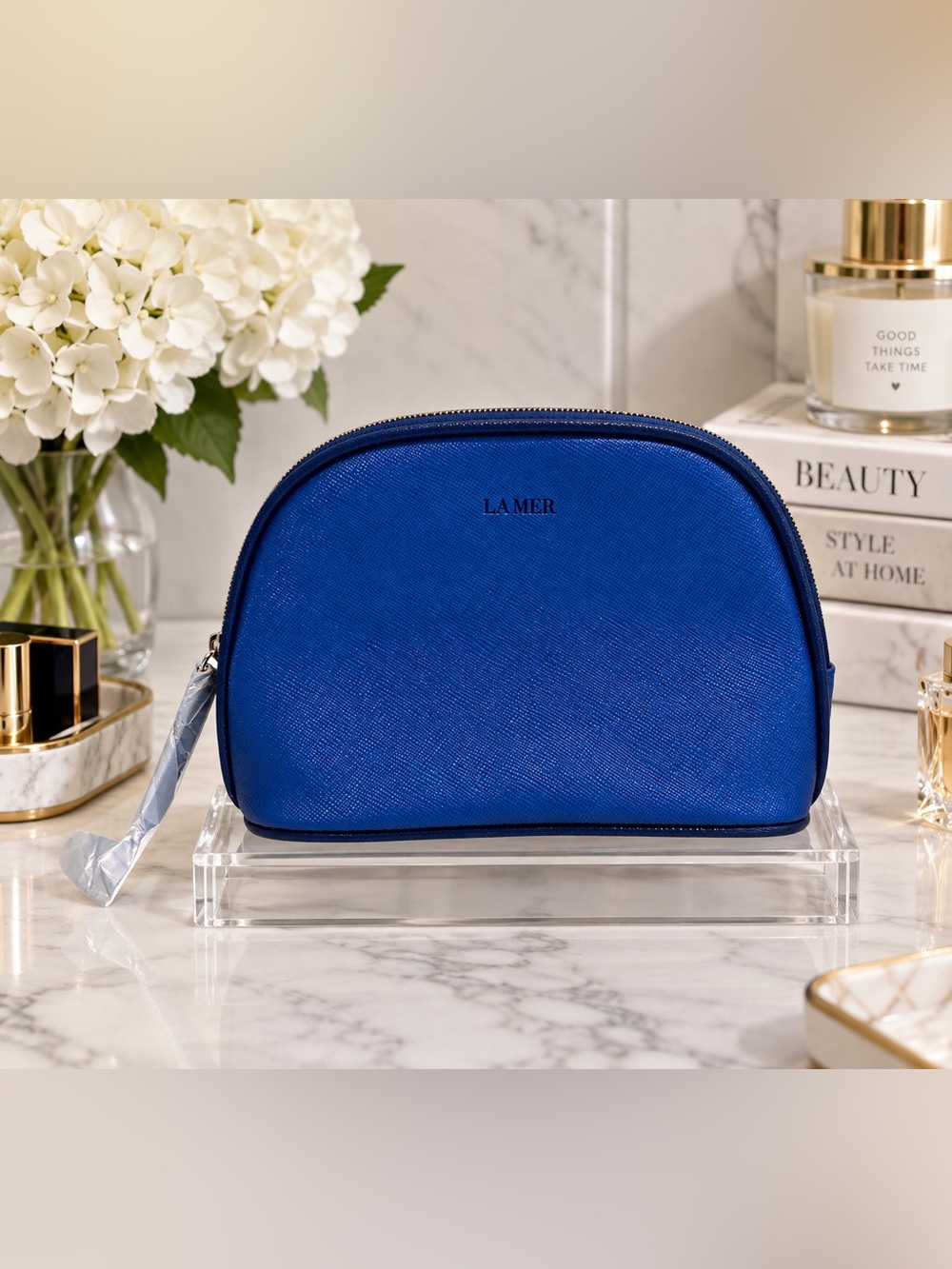 LA MER Blue Cosmetic Bag
